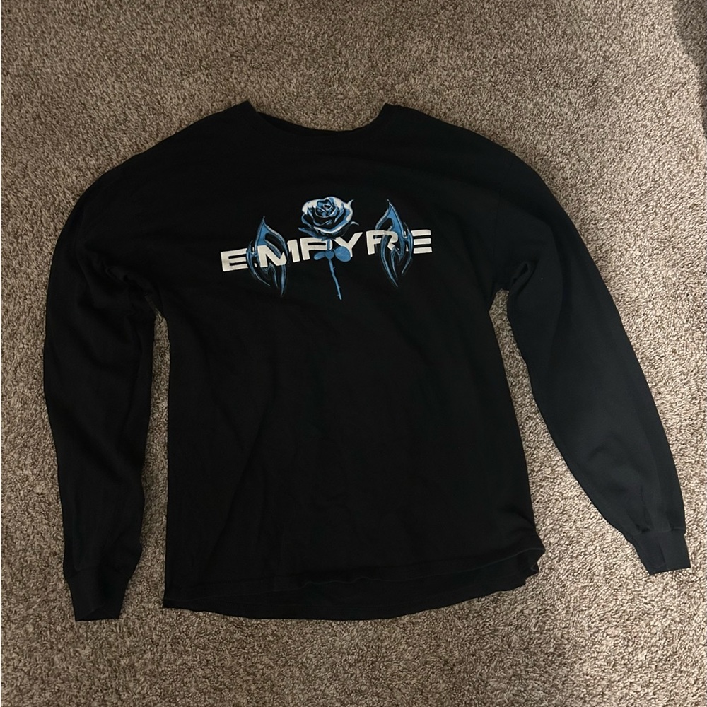Empyre Black Long Sleeve with Blue Rose Graphic